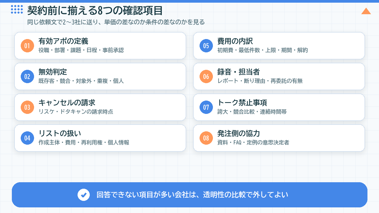 営業代行の契約前に揃える8つの確認項目