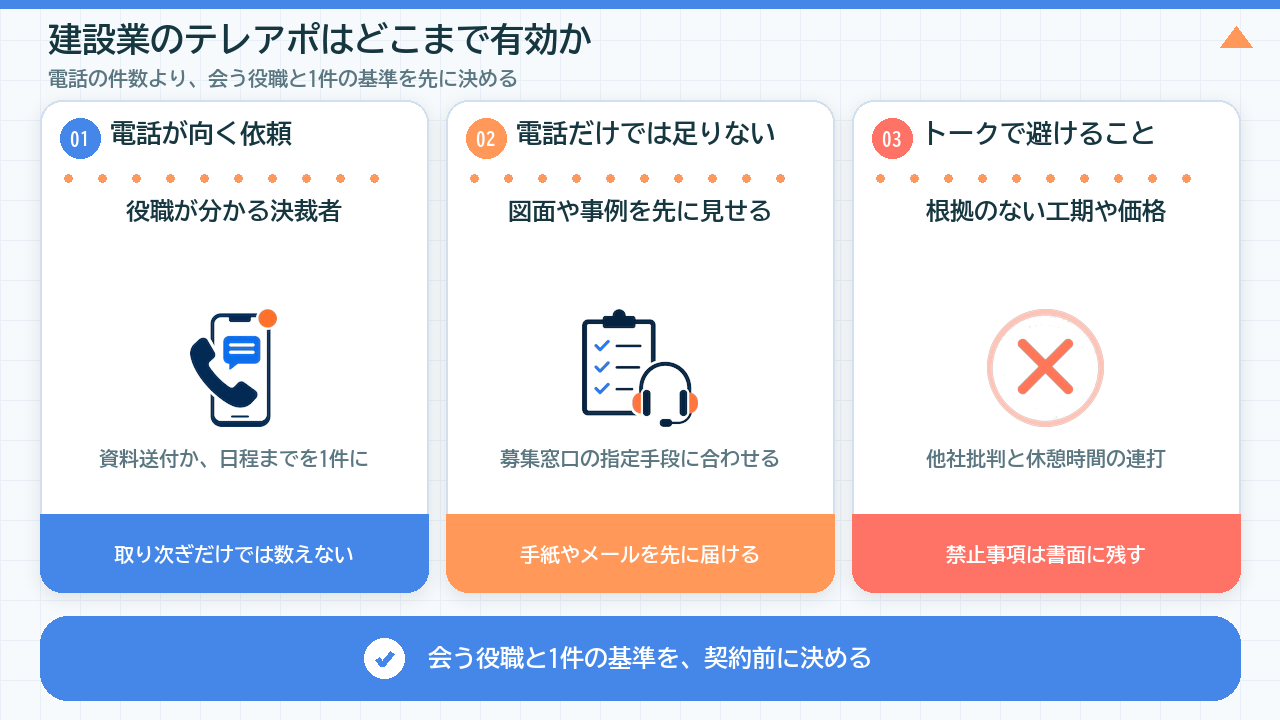 建設業のテレアポが有効な依頼と向かない依頼
